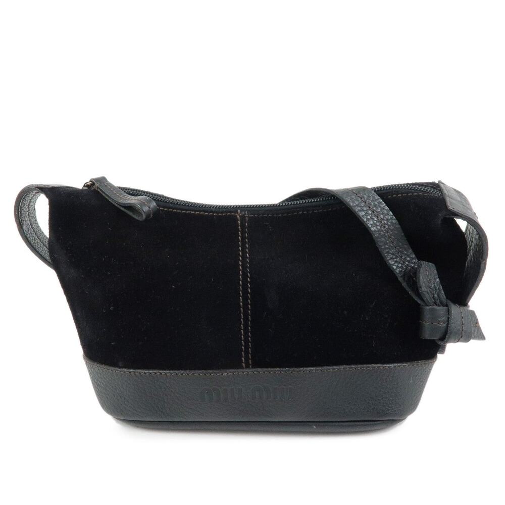 Miu Miu Suede Shoulder Bag Black